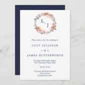 水彩フローラリース結婚式招待状 招待状 (正面/裏面)