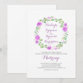 水彩フローラリース結婚式招待状 招待状 (正面/裏面)