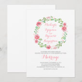 水彩フローラリース結婚式招待状 招待状 (正面/裏面)