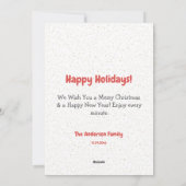 水彩フローラリース金ゴールド写真クリスマス シーズンカード (裏面)