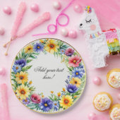 水彩フローラリース エレガント ペーパープレート (パーティー)