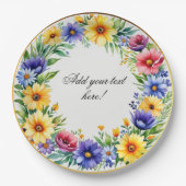 水彩フローラリース エレガント ペーパープレート (正面)