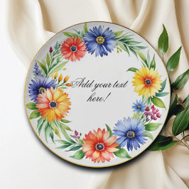 水彩フローラリース エレガント ペーパープレート