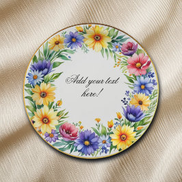 水彩フローラリース エレガント ペーパープレート