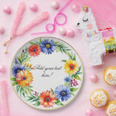 水彩フローラリース エレガント ペーパープレート (パーティー)