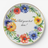 水彩フローラリース エレガント ペーパープレート (正面)