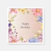 水彩フローラリース スタンダードカクテルナプキン (正面)