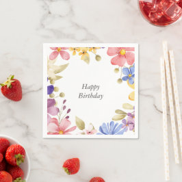 水彩フローラリース スタンダードカクテルナプキン