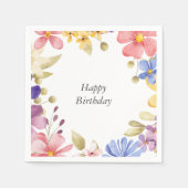 水彩フローラリース スタンダードカクテルナプキン (正面)