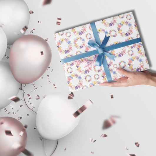 水彩フローラリース ラッピングペーパー