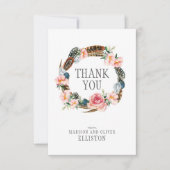 水彩フローラリース（羽付） |ありがとうございます サンキューカード (正面)