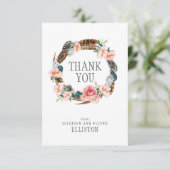 水彩フローラリース(羽付) |ありがとうございます サンキューカード (スタンド正面)