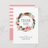 水彩フローラリース(羽付) |ありがとうございます サンキューカード (正面/裏面)