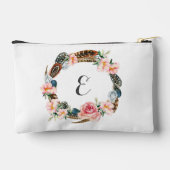 水彩フローラリース（羽付） |モノグラム アクセサリーポーチ (裏面)