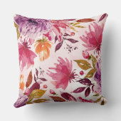 水彩フローラルパターンパープルピンクルーズスタイル クッション (裏面)