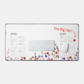 水彩フローラル |日付のマーク | 24/25カレンダー デスクマット (キーボード&マウス)