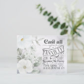 水彩フローラル | 1ペテロ5:7聖書の聖句 ポストカード (スタンド正面)