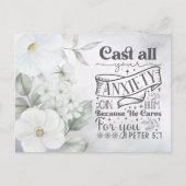 水彩フローラル | 1ペテロ5:7聖書の聖句 ポストカード (正面)