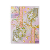 水彩フローラレインボーバタフライ金ゴールドツリー梨 ノートパッド (回転)