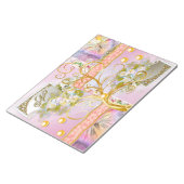 水彩フローラレインボーバタフライ金ゴールドツリー梨 ノートパッド (アングル)