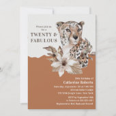 水彩フローラレオパード20誕生日 招待状 (正面)