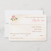 水彩フローラレコード結婚式RSVPカード 出欠カード (裏面)