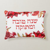 水彩フローラレッドポメグラナートロシュハサナ アクセントクッション (正面)