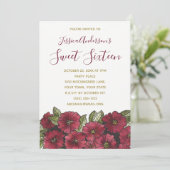 水彩フローラレッド金ゴールドスウィート16誕生日 招待状 (スタンド正面)