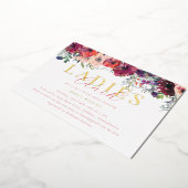 水彩フローラレディースランチブライダルシャワー金ゴールド 箔招待状 (回転した状態)