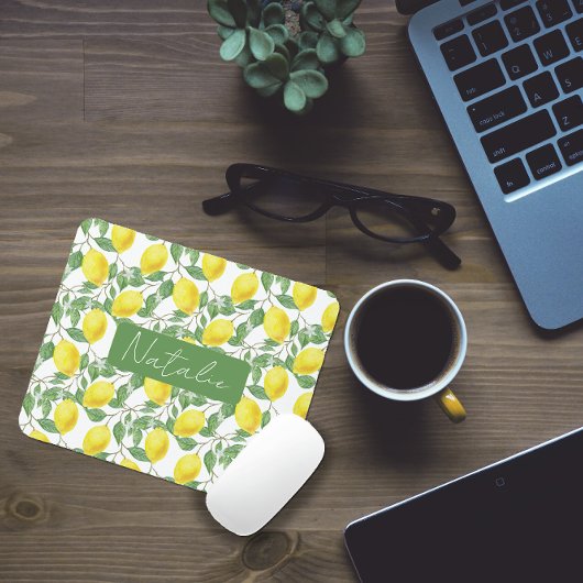 水彩フローラレモンパターン名マウスパッド マウスパッド