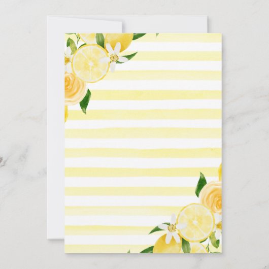 水彩フローラレモン赤ちゃんシャワー 招待状 (裏面)