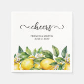 水彩フローラレモ縁どンサンキュー スタンダードカクテルナプキン (正面)