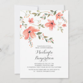 水彩フローラロマンチックブライダルシャワー 招待状