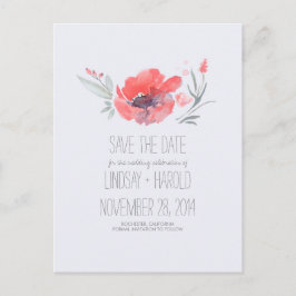 水彩フローラロマンチック日付を保存 案内ポストカード