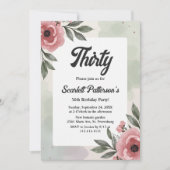 水彩フローラロマン素朴ム30歳の誕生日 招待状 (正面)