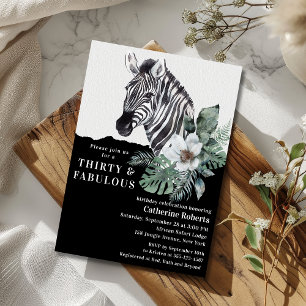 水彩フローラワイルドゼブラ30歳 招待状