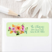 水彩フローラワイルドフラワーブーケ戻り ラベル (インサイチュ)