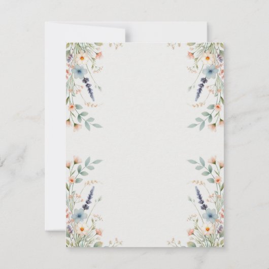 水彩フローラワイルドフラワー春の結婚式RSVP 招待状 (裏面)