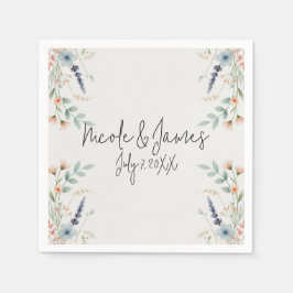 水彩フローラワイルドフラワー春ブライダル結婚ズ スタンダードカクテルナプキン