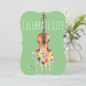 水彩フローラヴァイオリンカスタマイズ可能カード サンキューカード (スタンド正面)