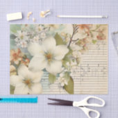 水彩フローラヴィンテージインスパイアティッシュペーパー 薄葉紙 (クラフト)