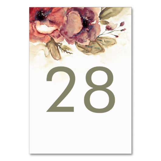 水彩フローラヴィンテージウェディング テーブルナンバー (正面)