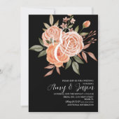 水彩フローラヴィンテージピーチバラ結婚ズB 招待状 (正面)