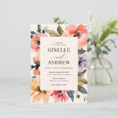 水彩フローラ両面結婚WebサイトQR 招待状 (スタンド正面)