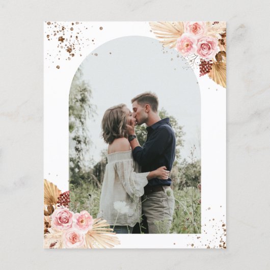 水彩フローラ予算フォト結婚式招待状 (裏面)