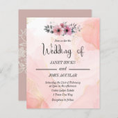 水彩フローラ予算結婚式招待状 (正面/裏面)