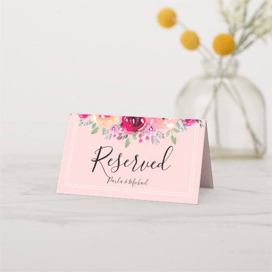 水彩フローラ予約結婚表 プレイスカード (裏面)