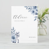 水彩フローラ何か青ブライダルシャワー アドバイスカード (スタンド正面)