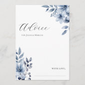 水彩フローラ何か青ブライダルシャワー アドバイスカード (正面)