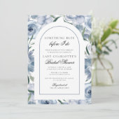 水彩フローラ何か青ブライダルシャワー 招待状 (スタンド正面)